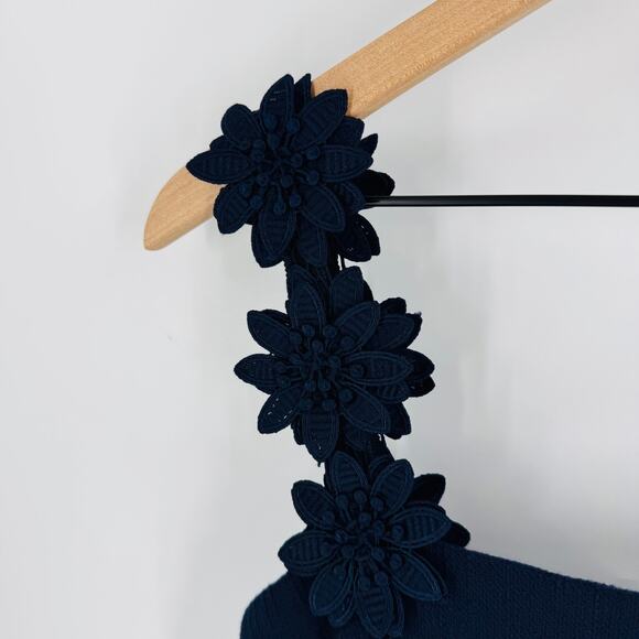 Pearl by Lela Rose NWT Navy Cotton Canvas Floral Strap Column Dress Size 6 - Picture 10 of 12